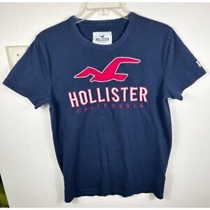 Hollister Graphic Logo Tee Shirt Men's S Navy Y2K Classic Preppy Academia